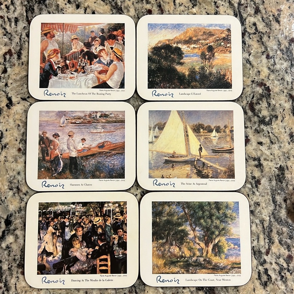 Jason Products Coasters Rectangular “Renoir” Set of 6